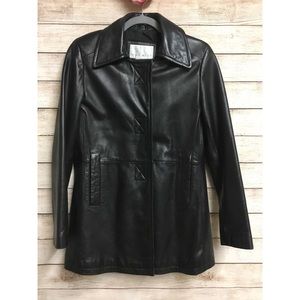 Nine West Black Leather Jacket Blazer Vintage EUC
